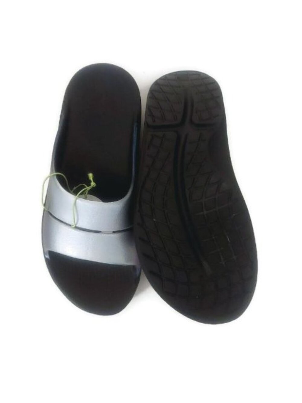 OOFOS Ooahh Luxe Recovery Slide Womens Size 8 EU 39 Sandal Metallic Frost Shoe T - Picture 7 of 9